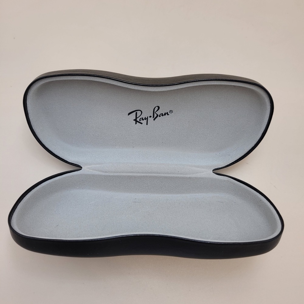 Ray-Ban Black Hard Shell Sunglasses Case Clamshell Grey Felt Interior Logo EUC
